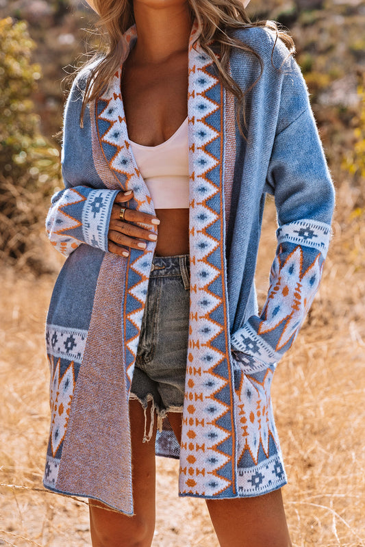 Marrakech Sky - Open Front Knitted Cardigan