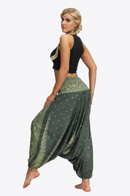 Umayyad Splendor - Printed Smocked Waist Harem Pants