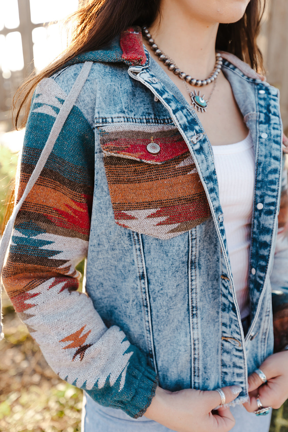 Sahara Sunset - Frayed Hem Denim Jacket