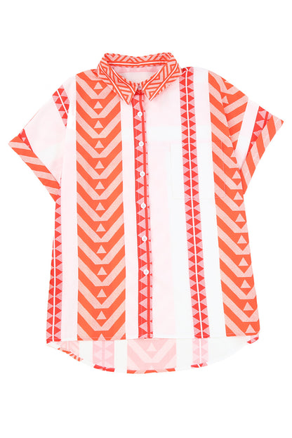 Saffron Oasis Striped Buttoned Short Sleeve Shirt