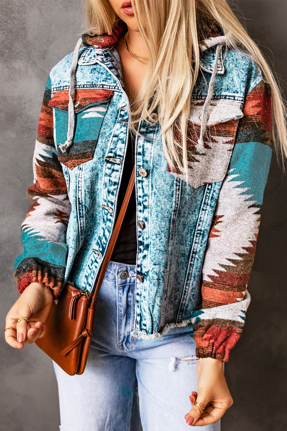 Sahara Sunset - Frayed Hem Denim Jacket