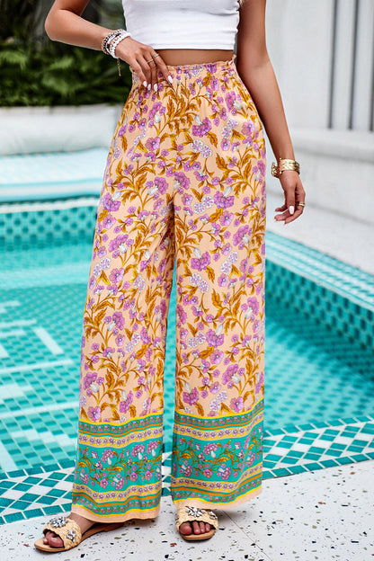 Shiraz Meadows - Printed High Waist Wide Leg Pants