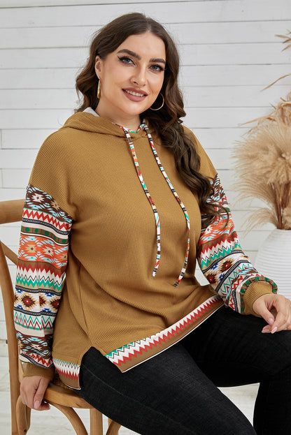 Rum Mirage Plus Size Hoodie: Waffle-Knit