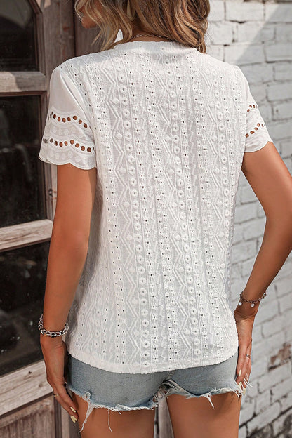 Amman Essence | Eyelet Round Neck Short Sleeve Top