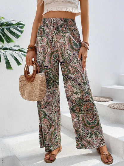 Mesopotamian Meadows - Paisley Printed Wide Leg Pants