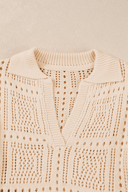 Alhambra Apricot | Crochet Lace Short Sleeve Blouse