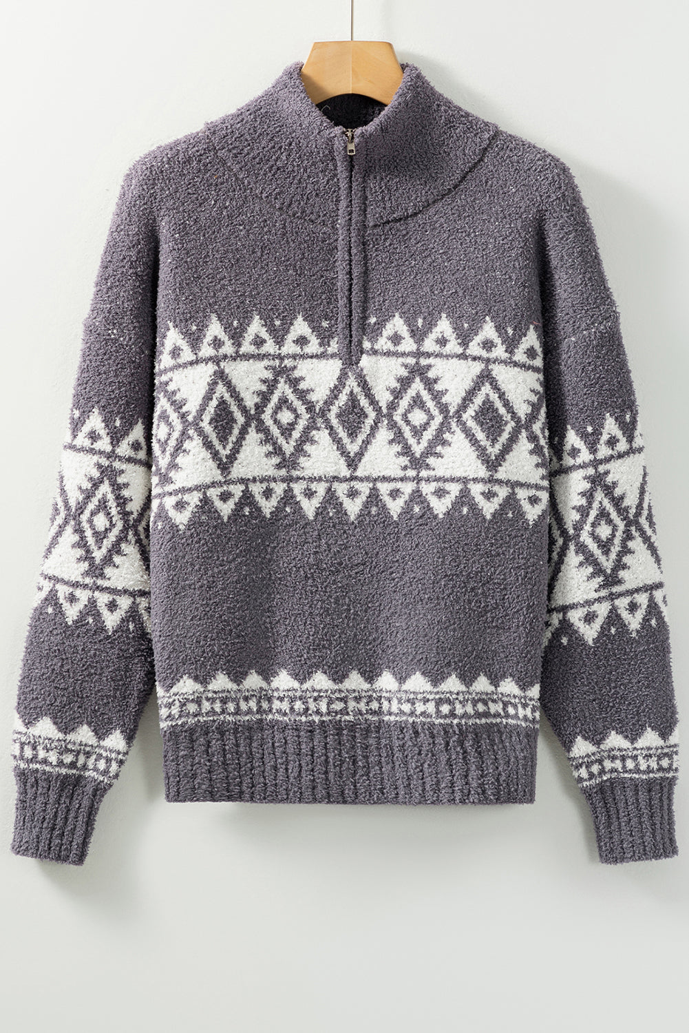 Slate Mirage Geometric Quarter Zip Pullover Sweater