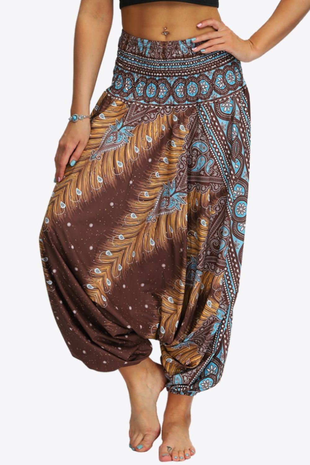 Umayyad Splendor - Printed Smocked Waist Harem Pants