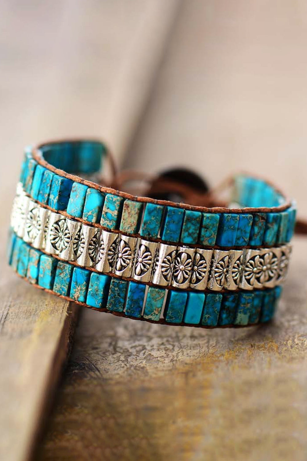 Aswan Mirage 2 -  Multicolor Natural Gem Leather Bracelet