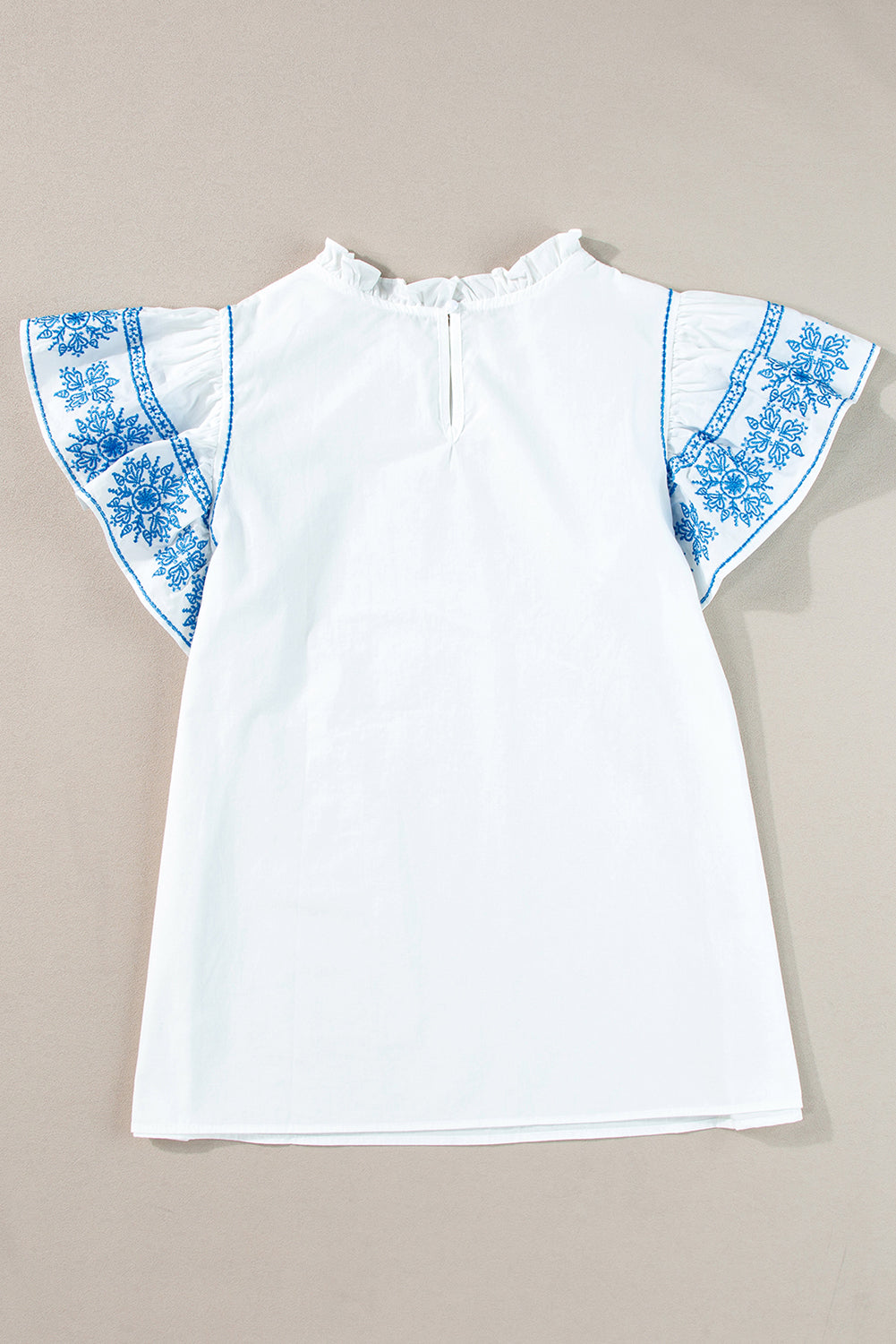 Sidi Bou Said Serenade | Embroidered Ruffled Sleeve Blouse