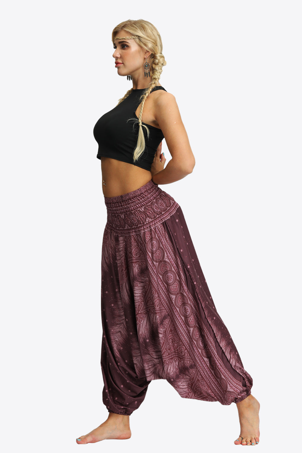 Umayyad Splendor - Printed Smocked Waist Harem Pants