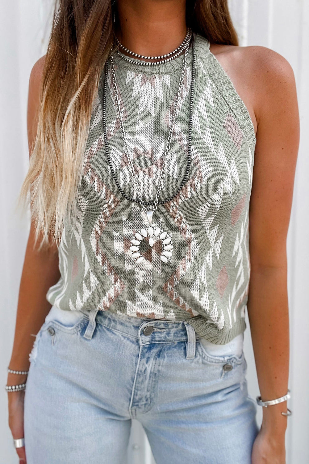 Laurel Oasis Tribal Knit Sweater Tank