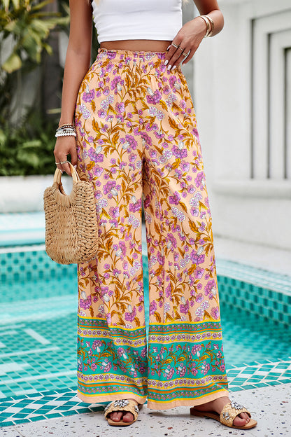 Shiraz Meadows - Printed High Waist Wide Leg Pants