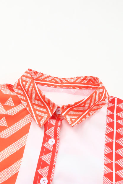 Saffron Oasis Striped Buttoned Short Sleeve Shirt