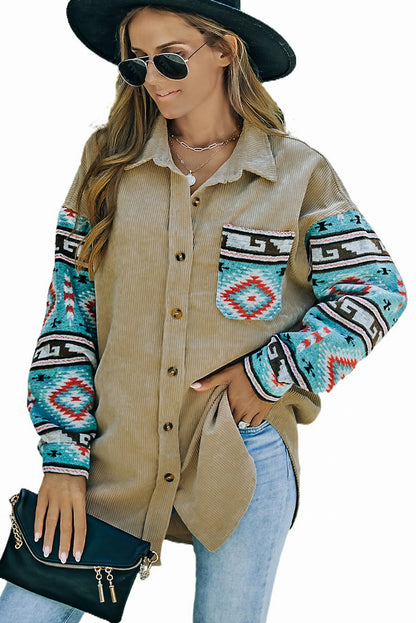 Chill Sands - Sleeve Pocketed Corduroy Shacket