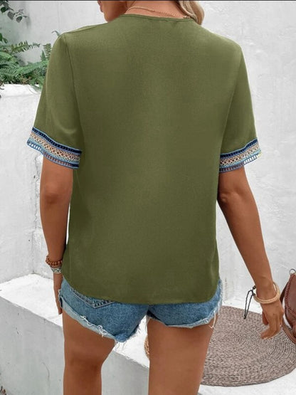 Casablanca Oasis V-Neck Short Sleeve Blouse