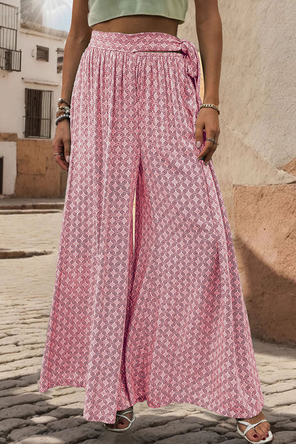 Marrakesh Mosaic - Printed Tied Wide Leg Pants