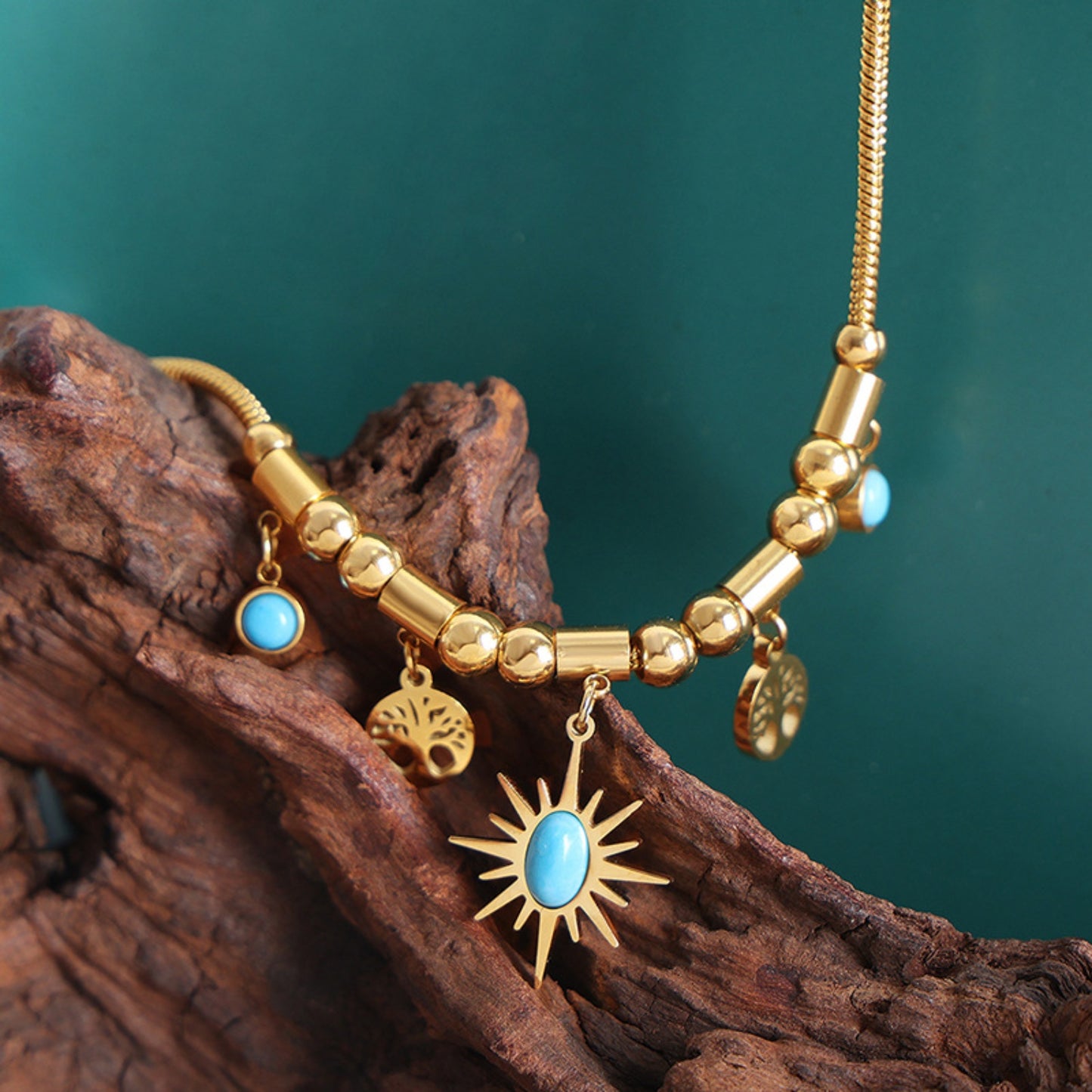 Mesopotamian Gleam: Gold-Plated Charm Necklace