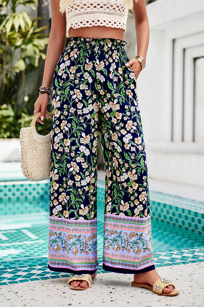 Shiraz Meadows - Printed High Waist Wide Leg Pants