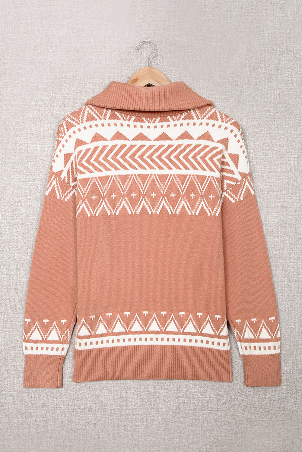 Rose Desert Geometry Quarter Zip Sweater