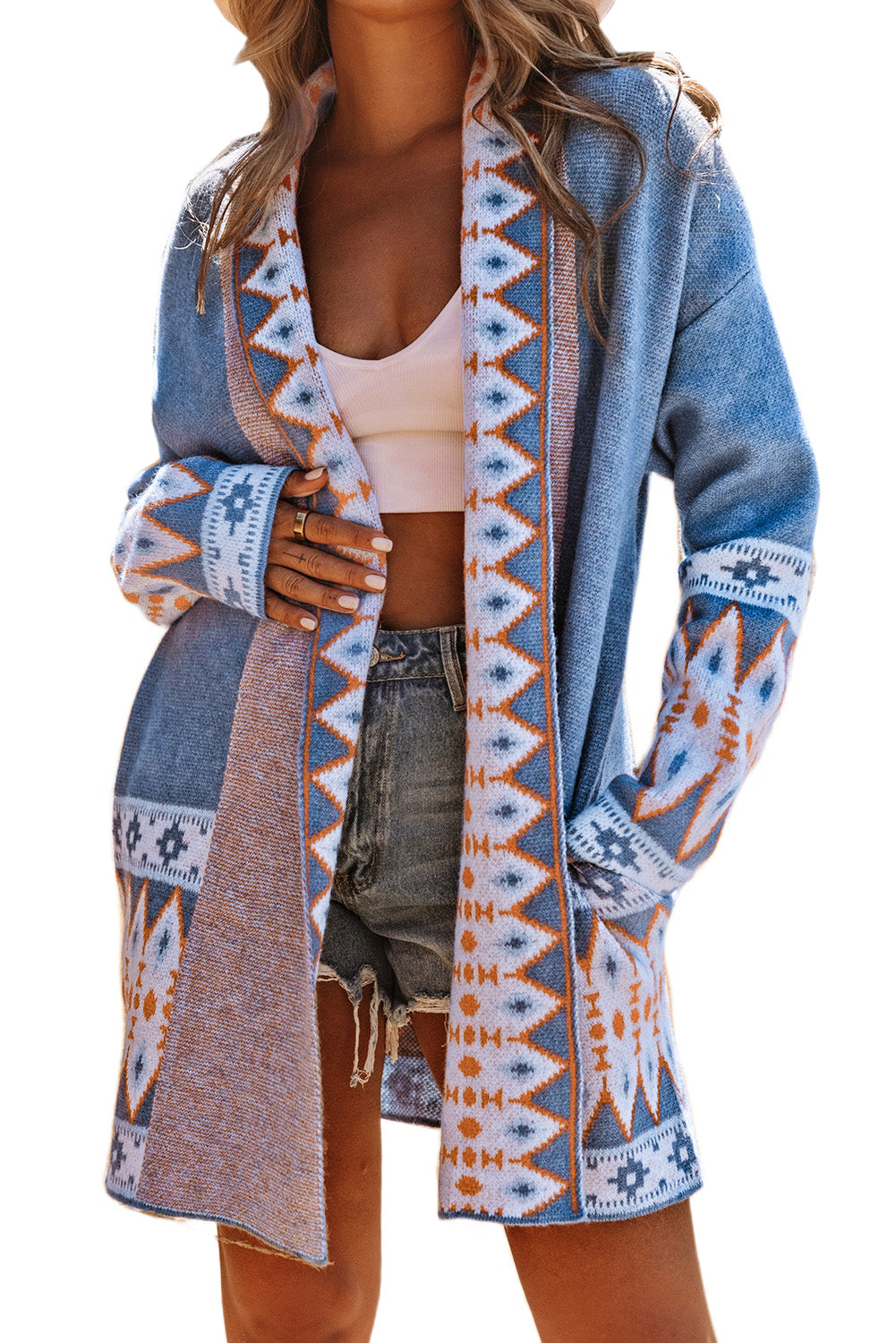 Marrakech Sky - Open Front Knitted Cardigan