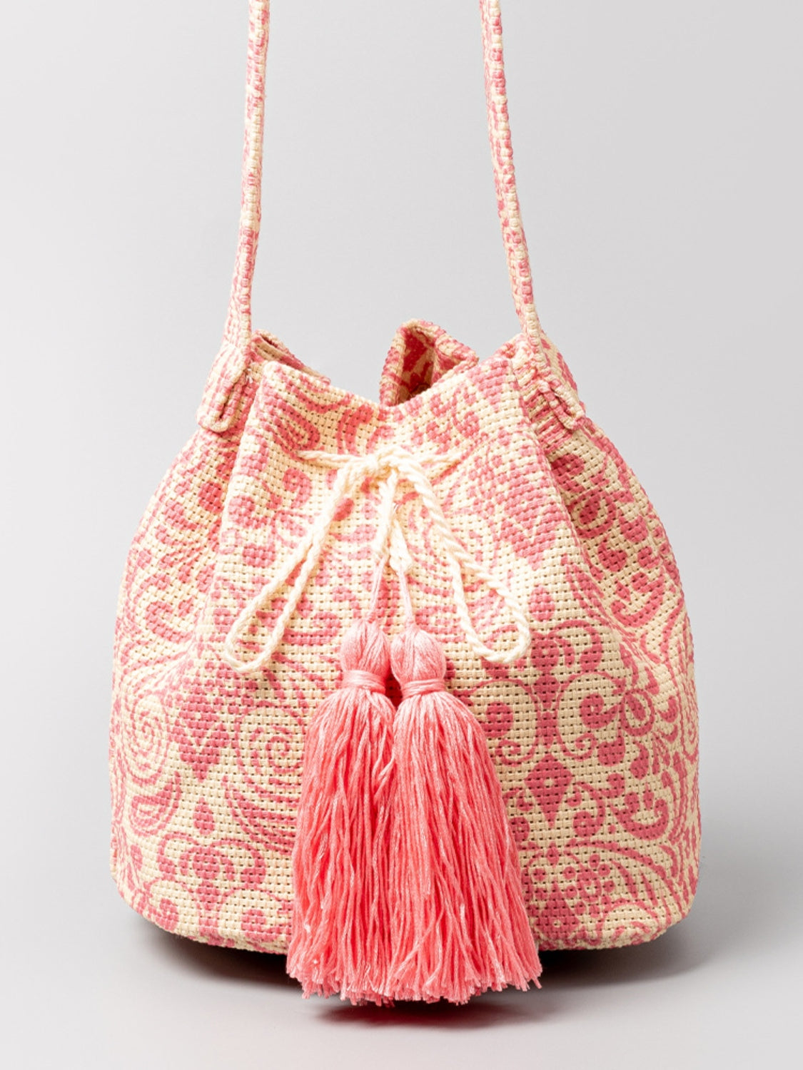 Tal Husban Blooms | Drawstring Tassel Geometric Shoulder Bag