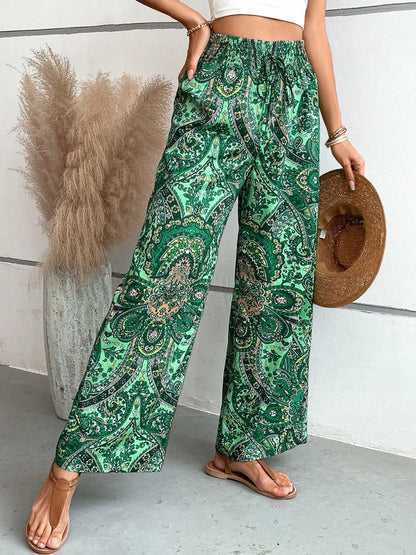 Mesopotamian Meadows - Paisley Printed Wide Leg Pants