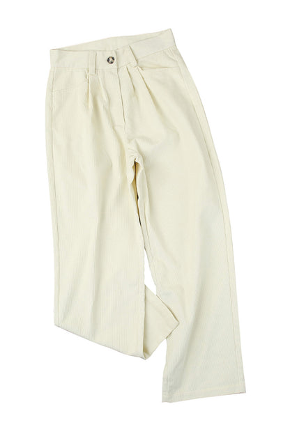 Abdali Aura - Gray Corduroy High Waist Straight Leg Pants