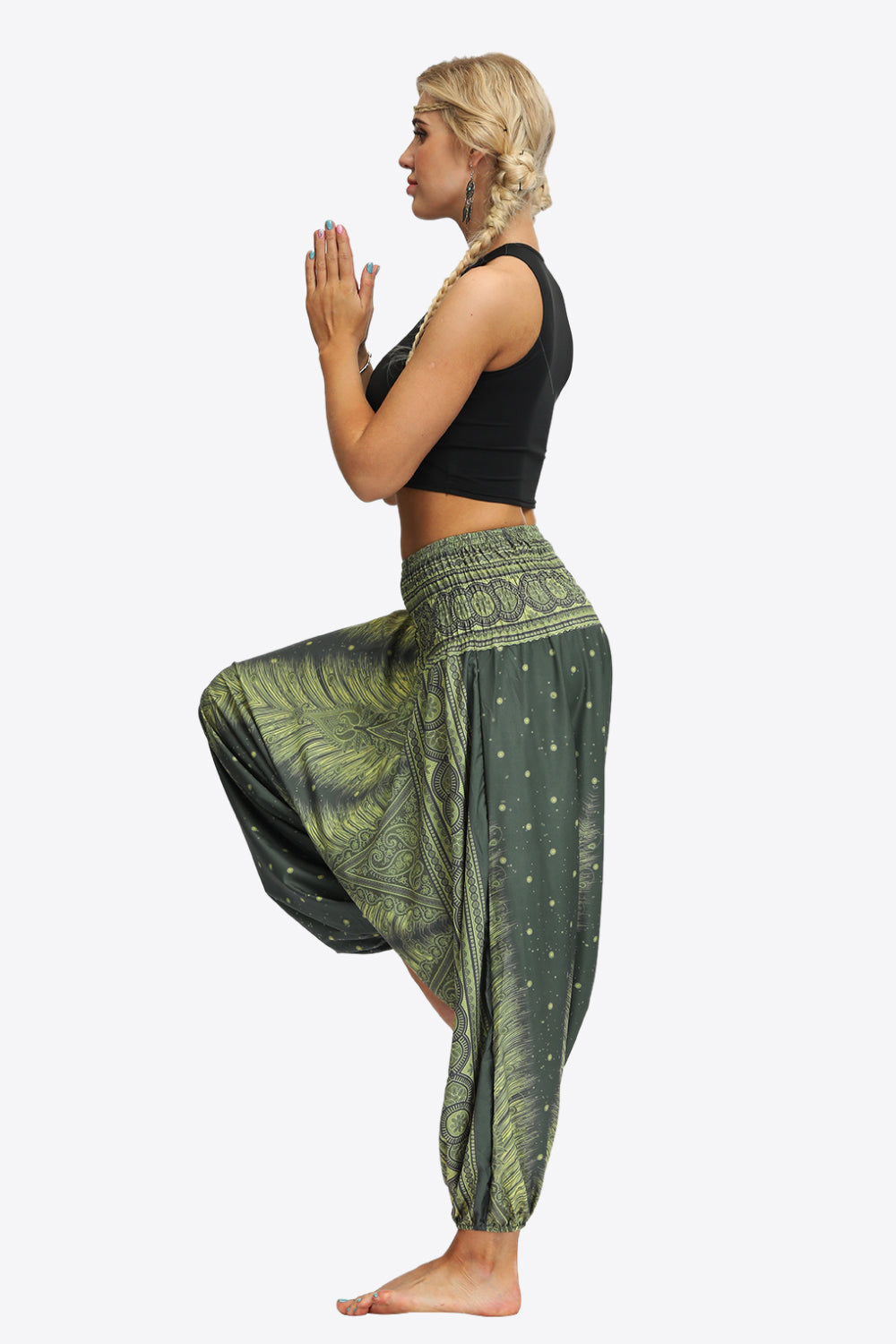 Umayyad Splendor - Printed Smocked Waist Harem Pants