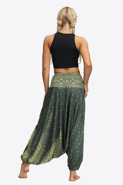 Umayyad Splendor - Printed Smocked Waist Harem Pants