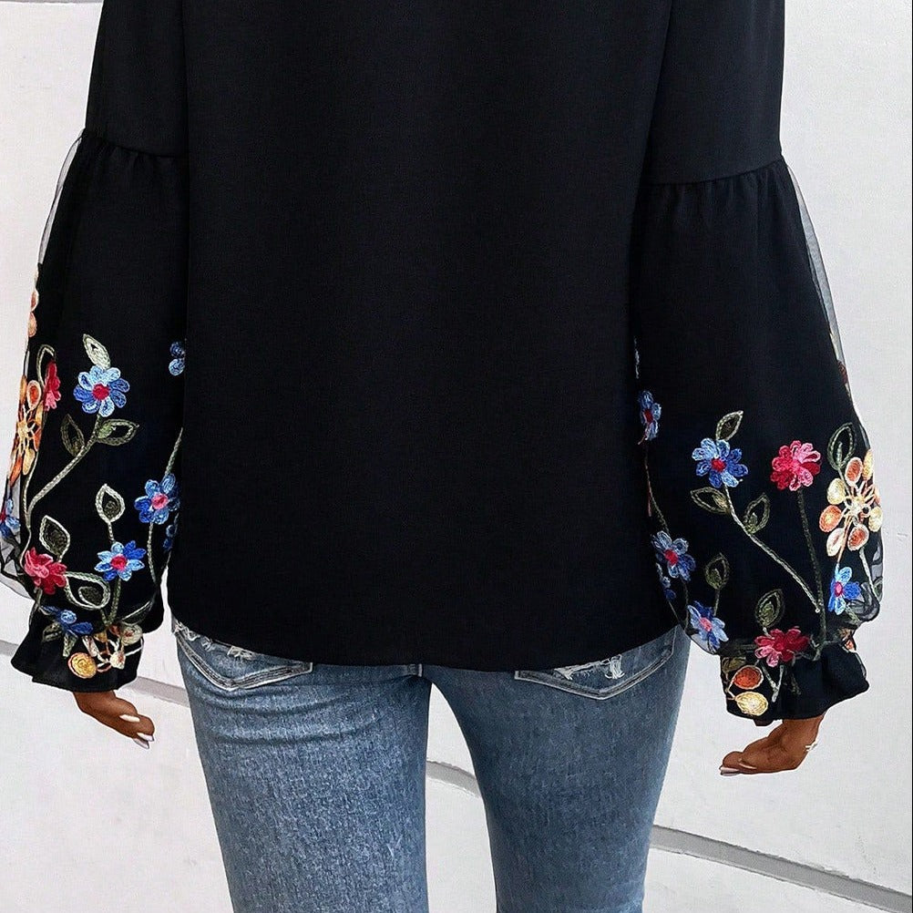 Cedar Bloom Flounce Sleeve Blouse