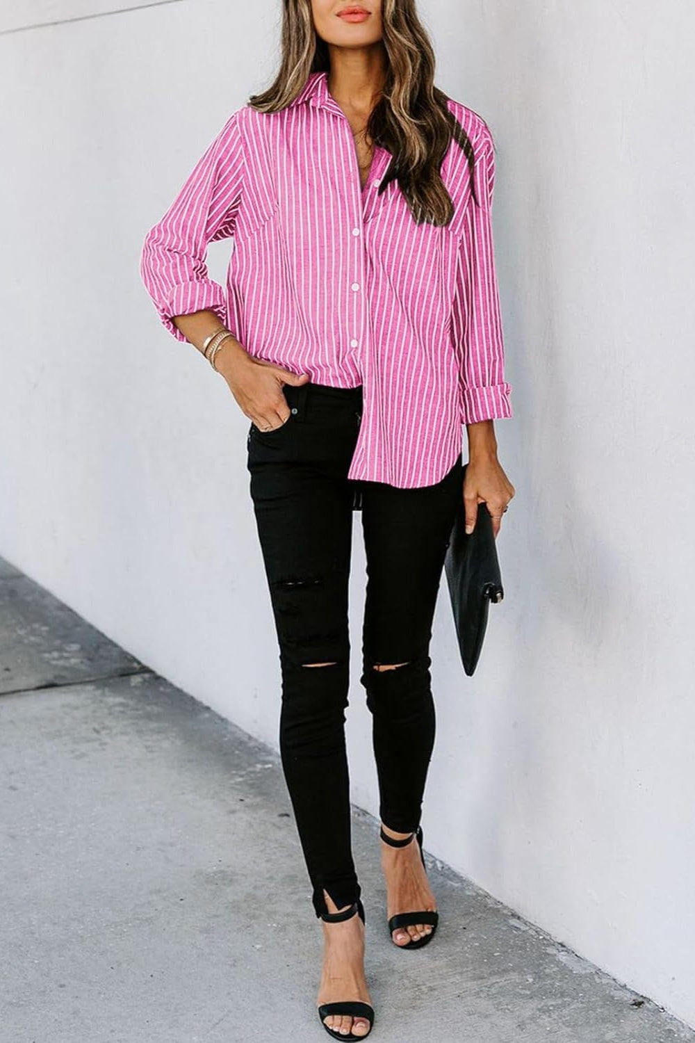 Amman dynamic | Striped Button Up Long Sleeve Shirt