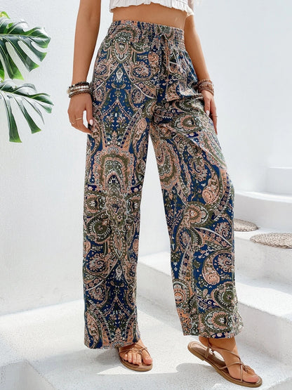 Mesopotamian Meadows - Paisley Printed Wide Leg Pants