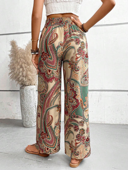 Mesopotamian Meadows - Paisley Printed Wide Leg Pants