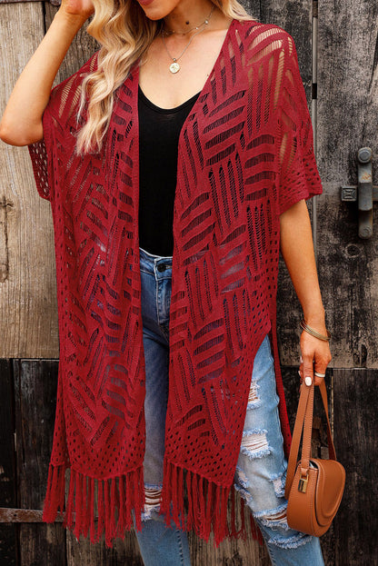 Cyrene Whispers - Open Front Cardigan with Fringes