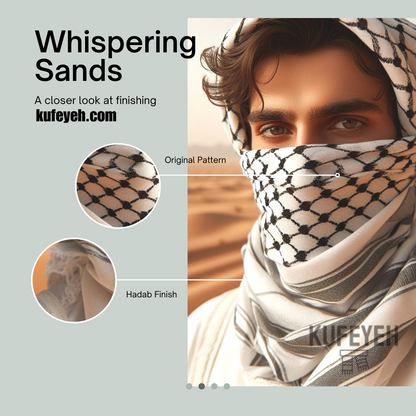 "Whispering Sands" Nomad Kufeyeh: Embrace Infinite Horizons with Every Fold.